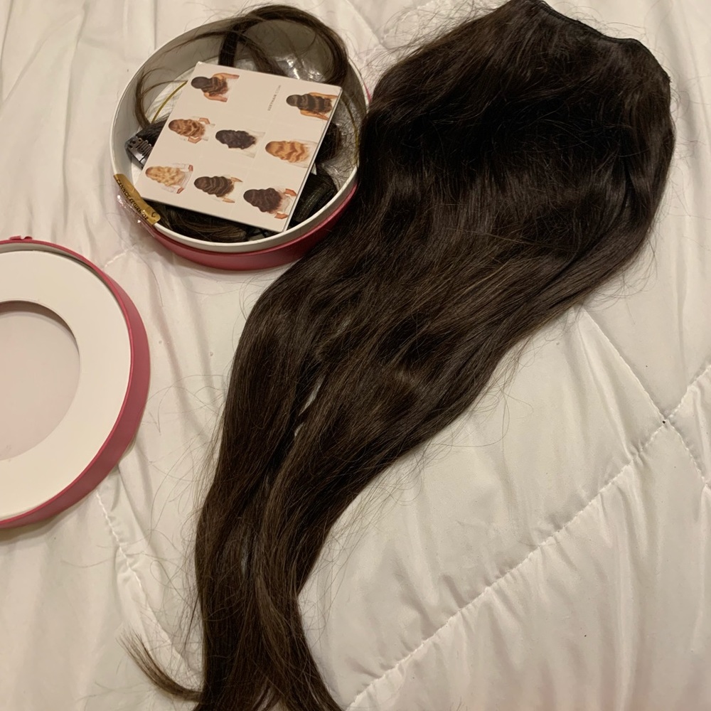 Luxy hair ash brown halo extensions!